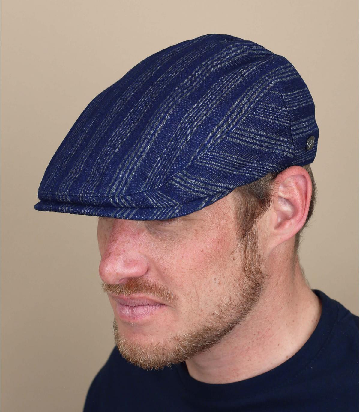 denim flat cap Bailey Gulick dark denim stripe